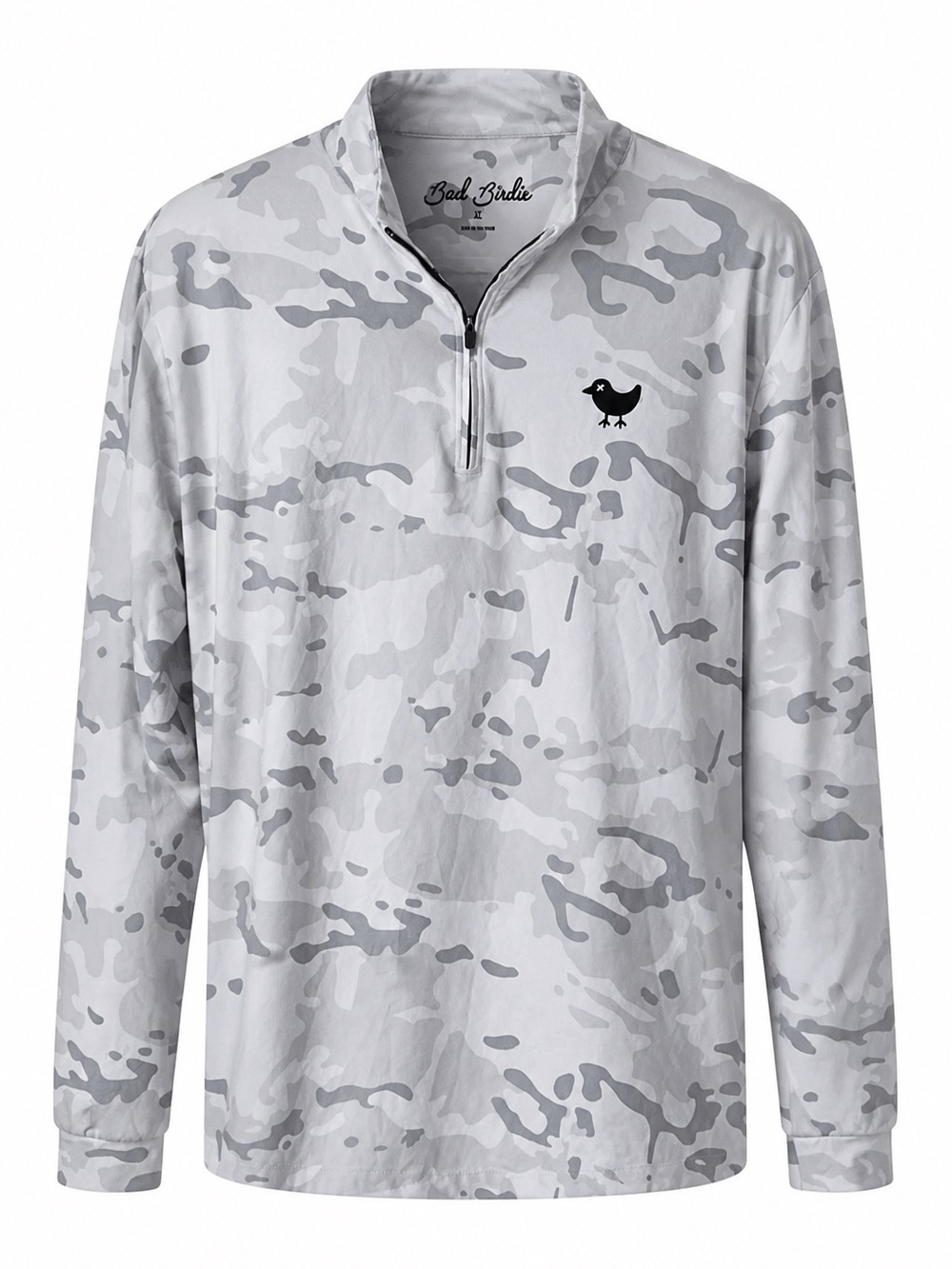 Bad Birdie Gray and White Camo Quarter-Zip Pullover